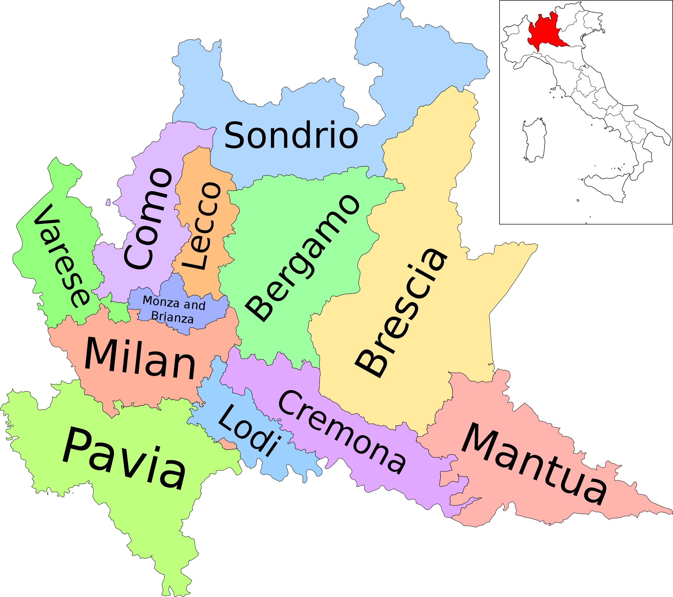 Lombardia Mappa Geografica